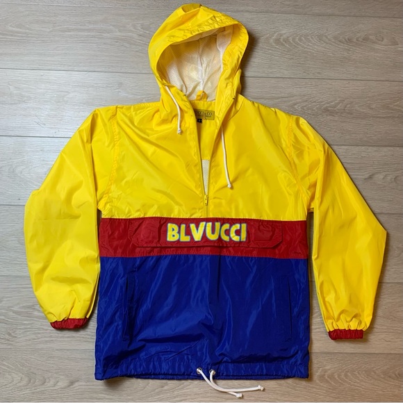 Blvucci Kid Club 90s Windbreaker Hoodie 
Jacket  Size Small - Picture 1 of 7